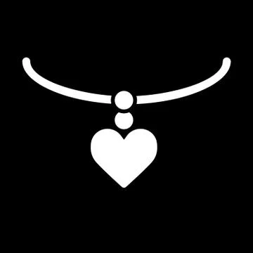 Necklace with heart line icon, solid vector sign, linear style pictogram Stock Illustration