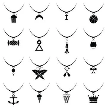 Necklace icon set Illustrazione stock