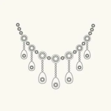 Necklace line drawing Stock Illustration