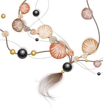 Necklace Made of Seashells Stock Illustration