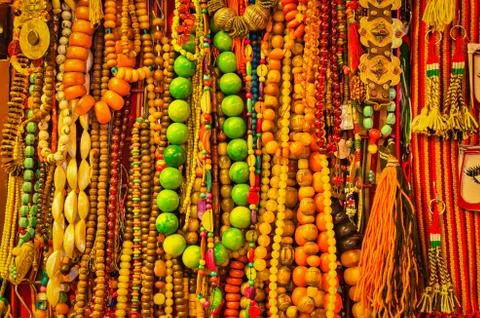 Necklaces on display Fotos Stock