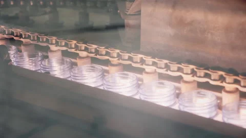 Necks of empty plastic bottles for drinking water at plant Stock Footage 162095352
