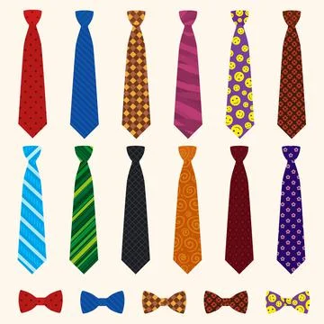 Necktie icon set, flat style イラスト素材