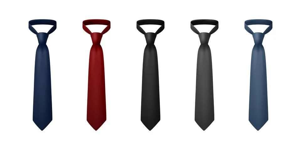 Necktie Set, Vector Illustration. 3d Classic Neckties in Navy, Red, Black, Gr イラスト素材