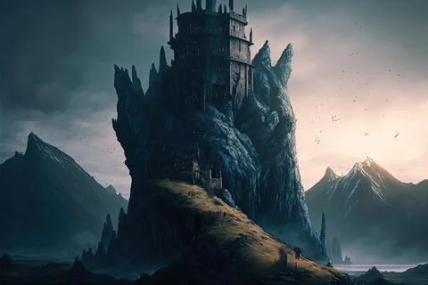 A Necropolis On A Volcano Stock Illustration