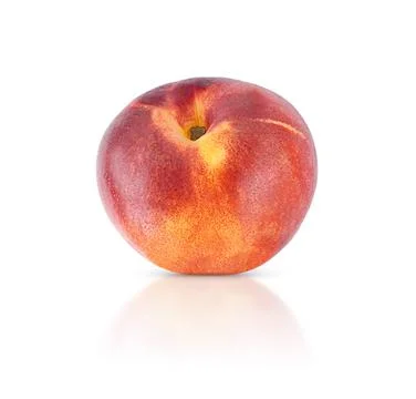 Nectarine fruit isolated on white background with shadow and reflection. Stock Photos