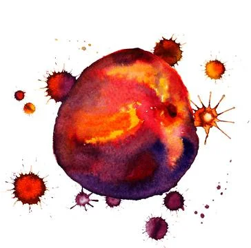 Nectarine with paint blots Stock Illustration
