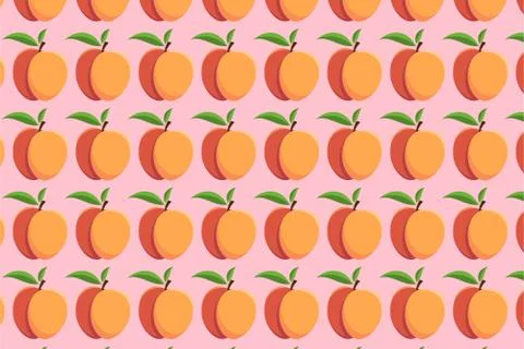 Nectarine pattern on a pink background. Bright fruit background Illustrazione stock