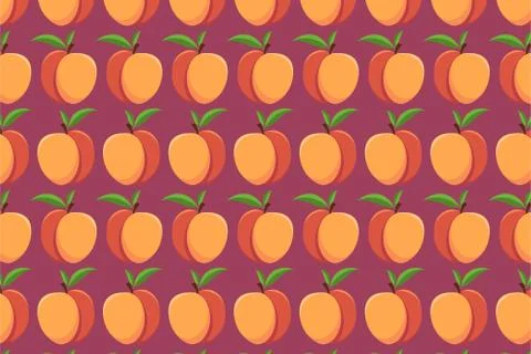 Nectarine pattern on a violet background. Bright fruit background Stock Illustration