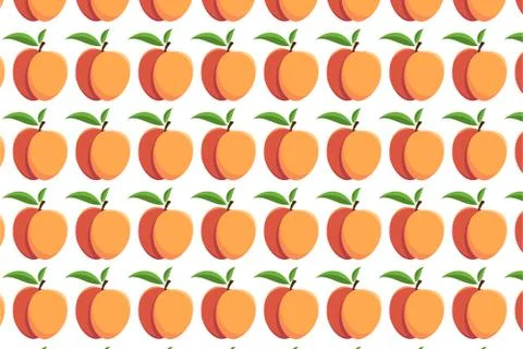 Nectarine pattern on a white background. Bright fruit background Stock Illustration