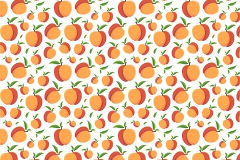 Nectarine pattern on a white background. Bright fruit background Illustrazione stock