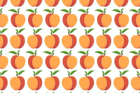 Nectarine pattern on a white background. Bright fruit background Stock Illustration