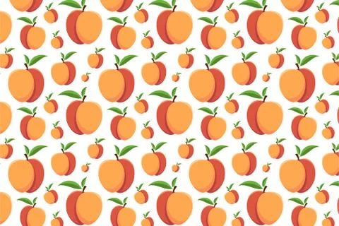 Nectarine pattern on a white background. Bright fruit background Stock Illustration