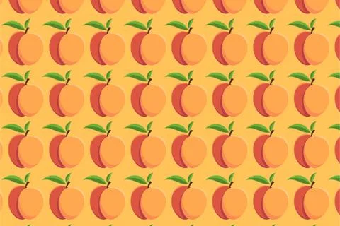 Nectarine pattern on yellow background. Bright fruit background Stock Illustration