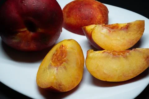 The nectarine peach (commonly called a nectarine) Stock Photos