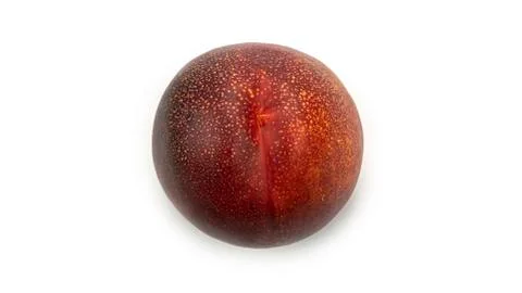 Nectarine on a white background from different sides. Macro photo. Stock Photos