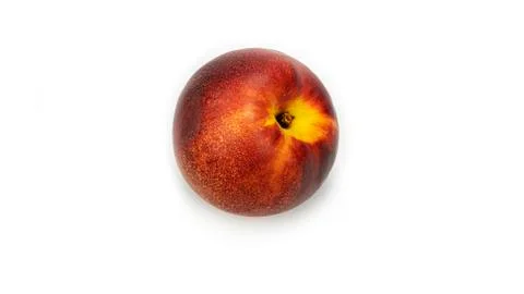 Nectarine on a white background from different sides. Macro photo. Stock Photos