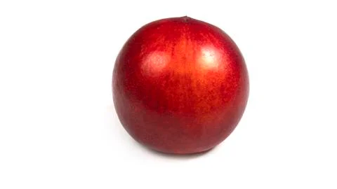 Nectarine on a white background from different sides. Macro photo. Stock Photos