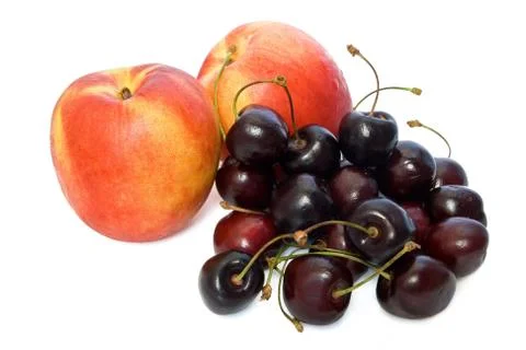 Nectarines and cherries Stock Photos
