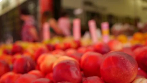 Nectarines at a fruit stand Stock Footage 77923750