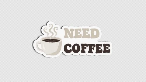 Need Black Coffee Wiggle Sticker, Doodle Style Stock Footage 321056383