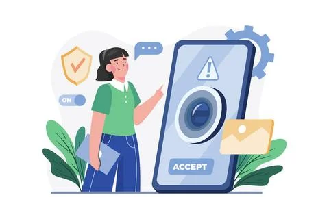 Need Camera Access Illustration concept on white background Stock Illustration