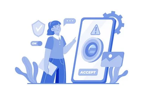 Need Camera Access Illustration concept on a white background Stock Illustration