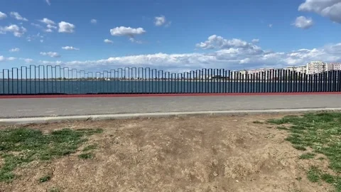 Need to climb this steep wide path, to get to the lake and see it. Stock Footage 237029550