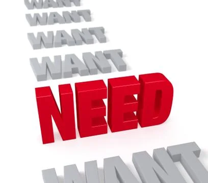 Need dominates want Stock Illustration