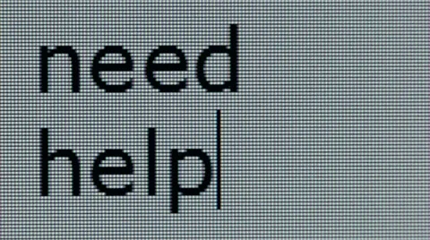 "need help?" being typed onto a computer screen in close up Video stock 55541766