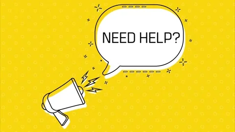 Need help. Megaphone and yellow speech bubble with quote. Blog management Stock-Footage 226819579