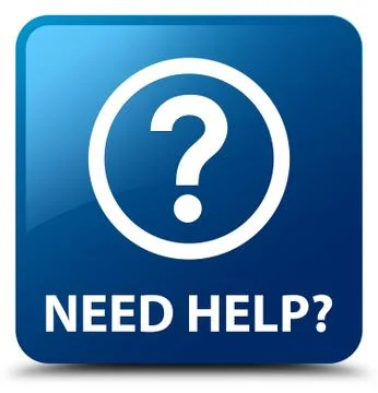Need help (question icon) blue square button Stock Illustration