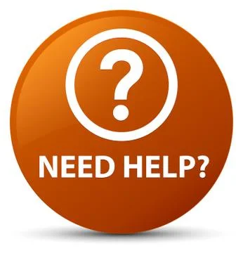 Need help (question icon) brown round button Stock Illustration