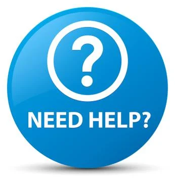Need help (question icon) cyan blue round button Stock Illustration