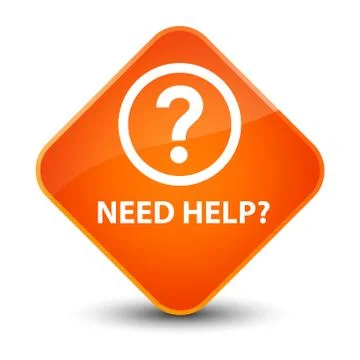 Need help (question icon) elegant orange diamond button Stock Illustration