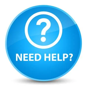 Need help (question icon) elegant cyan blue round button Stock Illustration