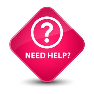Need help (question icon) elegant pink diamond button Stock Illustration