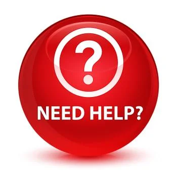 Need help (question icon) glassy red round button Stock Illustration