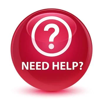 Need help (question icon) glassy pink round button Stock Illustration