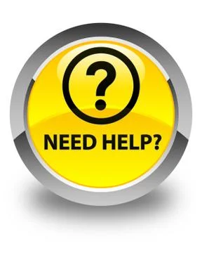 Need help (question icon) glossy yellow round button Stock Illustration