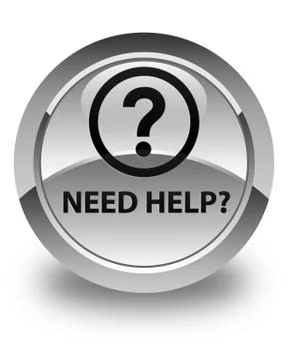 Need help (question icon) glossy white round button Stock Illustration