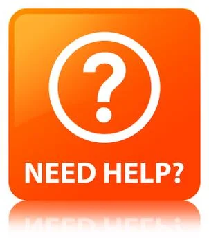Need help (question icon) orange square button Stock Illustration
