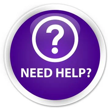 Need help (question icon) premium purple round button Stock Illustration