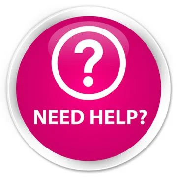 Need help (question icon) premium pink round button Stock Illustration
