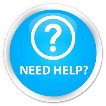 Need help (question icon) premium cyan blue round button Stock Illustration