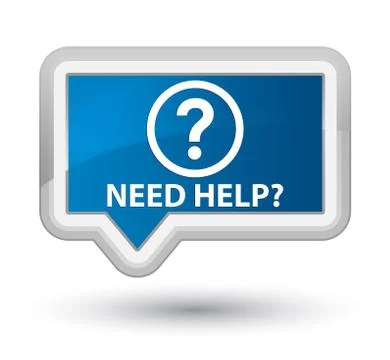 Need help (question icon) prime blue banner button Stock Illustration