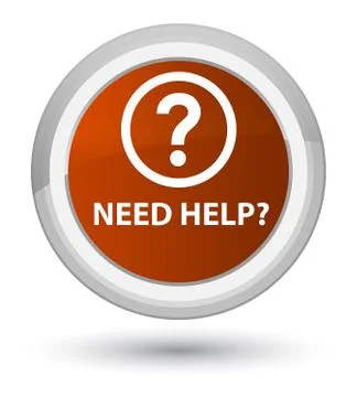 Need help (question icon) prime brown round button Stock Illustration