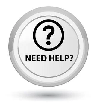 Need help (question icon) prime white round button Stock Illustration
