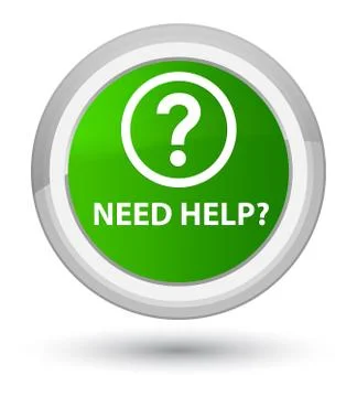 Need help (question icon) prime green round button Stock Illustration
