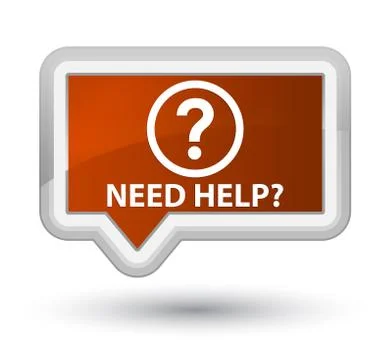 Need help (question icon) prime brown banner button Stock Illustration